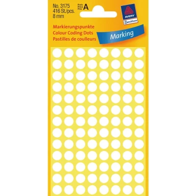 Afbeelding van Avery 3177 Ronde Etiket 8mm Wit 1 2d