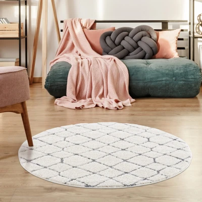 Afbeelding van Vloerkleed Focus Madrid Hoogpolig Fluffy Scandinavisch Creme 200 cm Rond Polypropyleen Tapijtenloods
