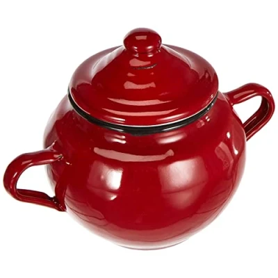 Afbeelding van Ibili 910650 Suikerpot van geëmailleerd staal met deksel, 0,5 l, rood