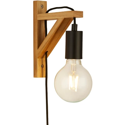 Afbeelding van Searchlight Woody Stekkerwandlamp 4,3 X 20 Cm Zwart En Bruin