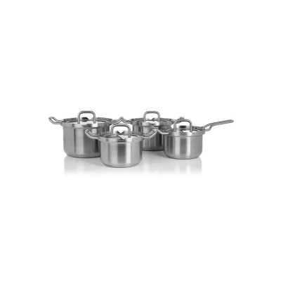Afbeelding van BK Q Linair Master Pannenset Met Glazen Deksels, 4 delig Zilver