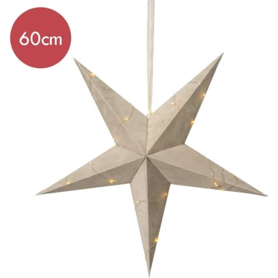 Afbeelding van Fluwelen kerstster beige met lampjes