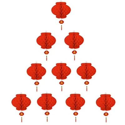Afbeelding van TAO Lantaarn, rood, Chinees Nieuwjaar, decoratie, restaurant, feest, 10 stuks (30 cm)
