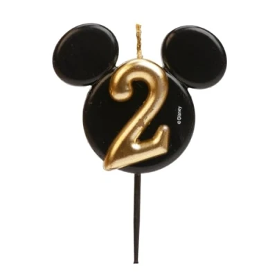 Afbeelding van dekora Mickey Mouse verjaardagskaars decoratie Disney kaarsen van paraffinewas zonder geur Zwarte en gouden met oren Maat 8,5 cm Nummer 1