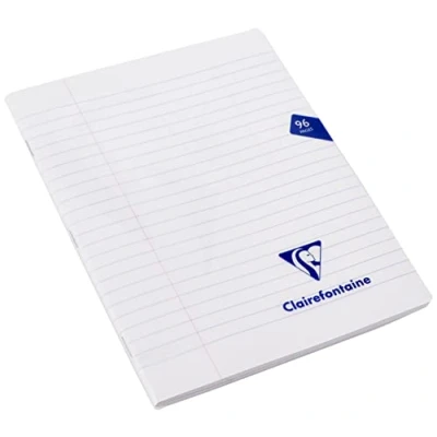 Image de Calligraphe Clairefontaine 303745C Un Cahier Agrafé Mimesys 17x22 cm 96 Pages Lignées avec Marge Papier Blanc 90 g Couverture Polypro Couleur Aléatoire