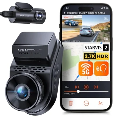 Afbeelding van VANTRUE S1 Pro 2,5 K 60 FPS Dual dashcam met wifi, Starvis 2 HDR nachtzicht, voor achter, spraakbediening, geïntegreerde GPS, 24 uurs parkeermodus, max