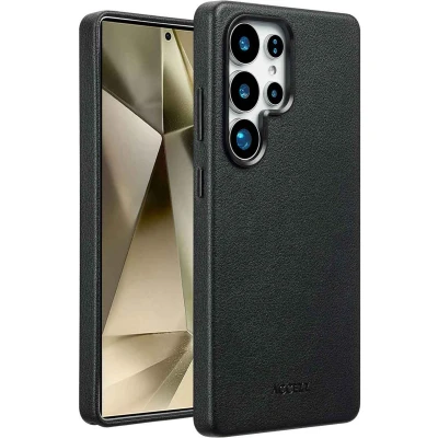 Afbeelding van Accezz Hoesje geschikt voor Samsung Galaxy S25 Ultra MagSafe Leather Backcover Onyx Black
