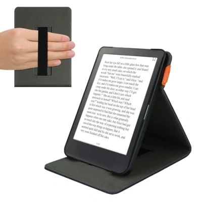 Afbeelding van kwmobile E reader hoesje geschikt voor Kobo Clara HD hoes flip case van kunstleer Ereader cover met handgrip en stand In donkerblauw