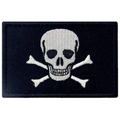 Afbeelding van Jolly Roger piratenvlag geborduurde patch met haak en gesp