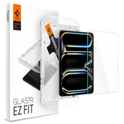 Afbeelding van Spigen Screen Protector Geschikt voor Apple iPad Pro 11 (2024) EZ Fit GLAS.tR 9H Tempered Glass Case Friendly Gemakkelijke Installatie 1 Pack