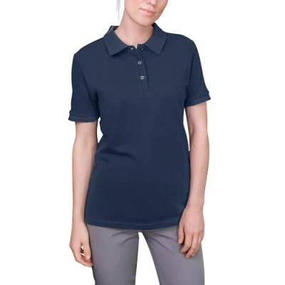 Afbeelding van HRM Luxe damespolo van 100% katoen, basic poloshirt tot 60 graden Celsius, kleurecht, wasbaar, hoogwaardig en duurzaam, Marineblauw (04)