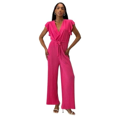 Afbeelding van Elara Jumpsuit voor dames, V hals, Fuchsia Eenheidsmaat
