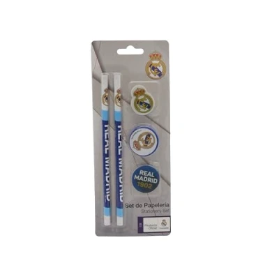 Afbeelding van CyP Brands Real Madrid schrijfwarenset, schrijfwaren, puntenslijper, gum, potloden, wit, officieel product