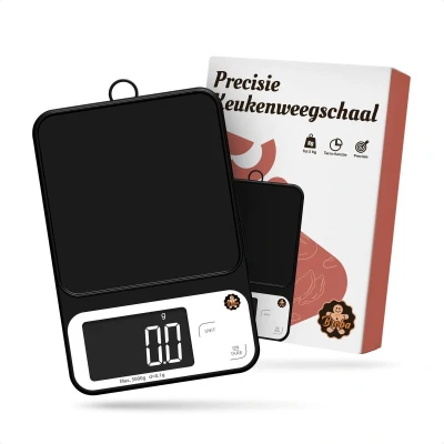 Afbeelding van Strex Keukenweegschaal Digitaal Weegschaal Keuken 1 g tot 10 kg Tarra Functie Inclusief Batterijen RVS/Zwart