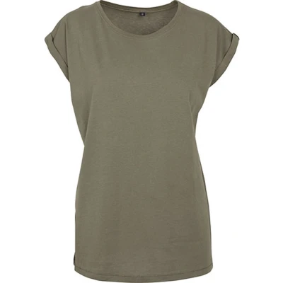 Afbeelding van Damesshirt met ronde hals en omgeslagen mouw Olive XS