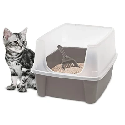 Afbeelding van Iris Ohyama Kattenbak Open CLH 12 Kunststof Taupe/Wit Met schepje