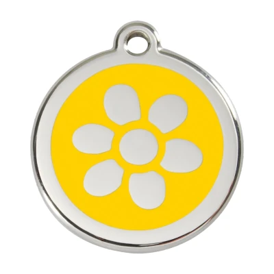 Afbeelding van Flower Yellow roestvrijstalen hondenpenning large/groot dia. 3,8 cm RedDingo