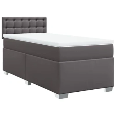 Afbeelding van vidaXL Boxspring met matras kunstleer grijs 100x200 cm