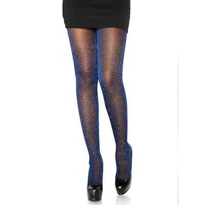 Afbeelding van LEG AVENUE 7130 Lurex panty, zwart/koningsblauw, één maat, grote maat