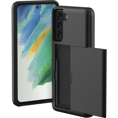 Afbeelding van iMoshion Hoesje Geschikt voor Samsung Galaxy S21 FE Ruimte 2 pasjes Backcover met pasjeshouder Zwart