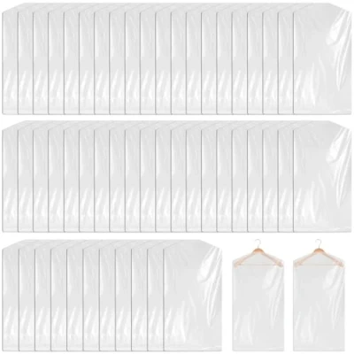 Afbeelding van 60 stuks transparante kledingzakken: x 110 cm stofdichte hoes kledingzak pak hangende kledingtassen kleding stofbescherming stomerijzakken