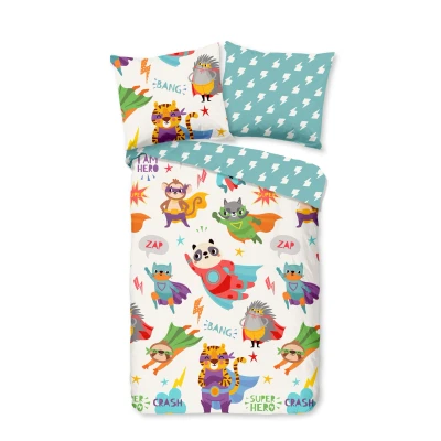 Afbeelding van Good Morning Peuter dekbedovertrek &quot;superheld dieren&quot; Multi (120x150 cm) Katoen