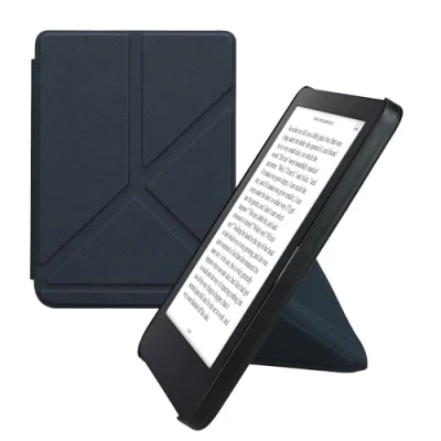 Afbeelding van kwmobile E reader hoesje geschikt voor Kobo Clara 2E hoes Ereader flip case met standaard cover van kunstleer In donkerblauw