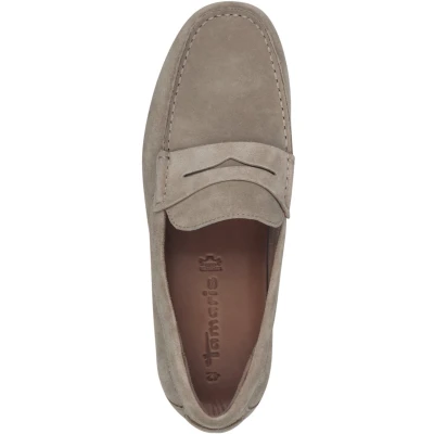 Afbeelding van Tamaris Instappers Mocassins, Heren, Maat: 41, Taupe Veloursleer