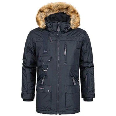 Afbeelding van Geographical Norway Chirac Men Distribrands warme herenparka, waterdicht, dikke mantel, capuchon, outdoor, jas, winddicht, winter, buitenvoering, Marinier