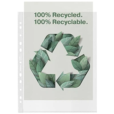 Afbeelding van Esselte premium geperforeerde showtas, 100 % gerecycleerd, ft A4 maxi, micron, pak van stuks showtassen