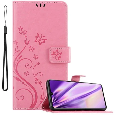 Afbeelding van Cadorabo Hoesje geschikt voor Samsung Galaxy A41 in BLOEMEN ROZE Beschermhoes bloemmotief met magnetische sluiting, standfunctie en kaartsleuven Book Case Cover Etui