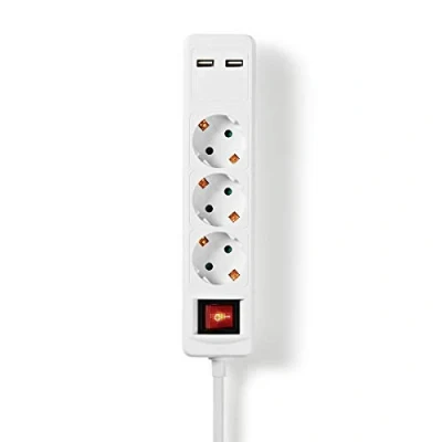 Afbeelding van Stekkerdoos 3 voudig Nedis 1.5 meter (2 USB poorten, Schakelaar)