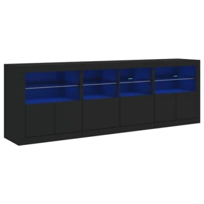 Image de vidaXL Buffet avec lumières LED noir 202x37x67 cm