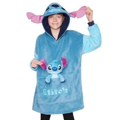 Afbeelding van Disney Trui voor kinderen, oversized, fleece, jongeren, met pluche. Stitch, Angel, Mickey, Minnie, Iejoor., Blauwe Stitch