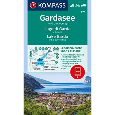 Afbeelding van KOMPASS Wanderkarten Set 697 Gardasee und Umgebung Lake Garda and its surroundings Lago di e dintorni (3 Karten) 1:35.000