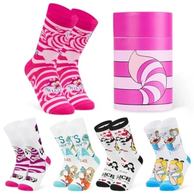 Afbeelding van Disney damessokken, fantasie, 5 paar 35 41, origineel cadeau idee, humor, volwassenen of tieners, meisjes
