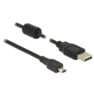 Afbeelding van Delock USB kabel 2.0 A stekker, mini B stekker 5.00 m Zwart Met Ferrietkern 84916