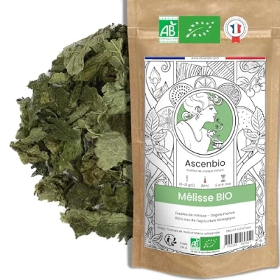 Image de Ascenbio ✿ Feuilles Mélisse BIO Tisane du soir, relaxation et sommeil 150g vrac Préparé conditionné en France Emballage biodégradable