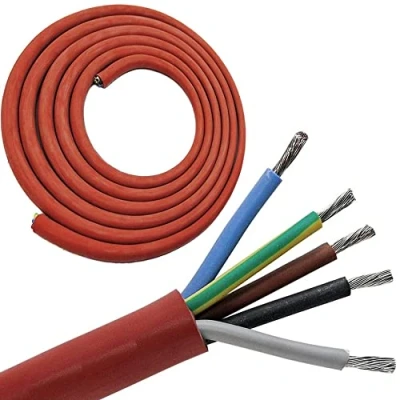 Afbeelding van Doubleyou G&amp;B® SIHF J siliconen kabel 5 x 2,5 mm voor saunakachel tot 9 kW (per meter verkocht) 10 m rood