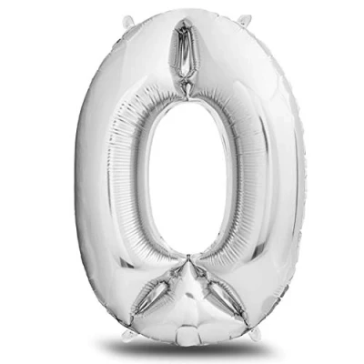 Afbeelding van envami® Opblaasbare cijferballon XXL zilver 101 cm verjaardagsdecoratie decoratie verjaardag heliumvlieg (cijfer 0)