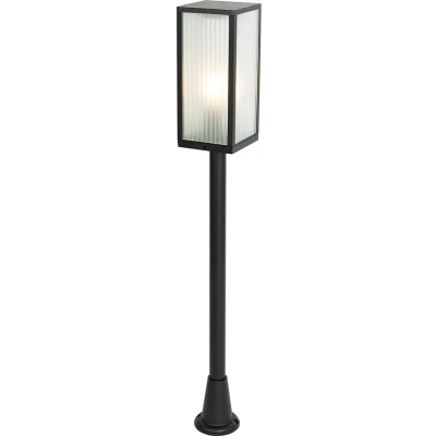 Afbeelding van QAZQA Staande buitenlamp zwart met ribbel glas 100 cm IP44 Charlois