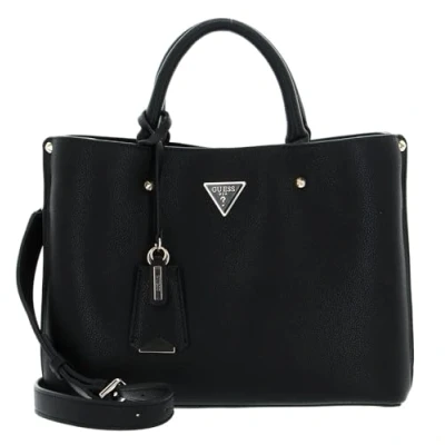 Afbeelding van GUESS Meridian Girlfriend Satchel, Handtas voor dames, één maat, zwart, eenheidsmaat, zwart.