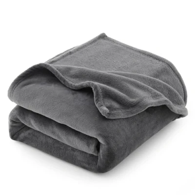 Afbeelding van CozyLux Fleecedeken, flanel, bankovertrek, 130 x 150 cm, deken voor eenpersoonsbed, warme en zachte pluche deken, grijs