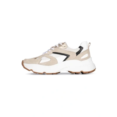 Afbeelding van PS Poelman Tokio Sneakers laag, Dames, Maat: 41, Beige with combination Leer en textiel