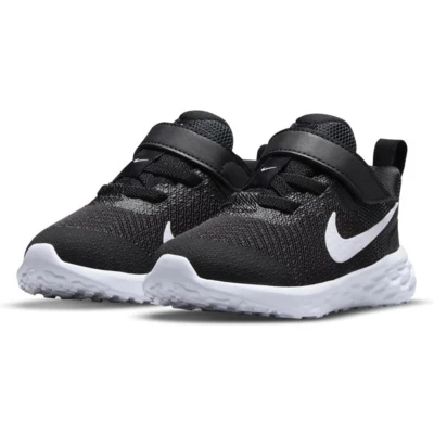 Afbeelding van NIKE Performance Revolution 6 (TDV) Hardloopschoenen neutraal voor kinderen, Maat: 22, Black/white/dark smoke grey Textiel/ synthetisch