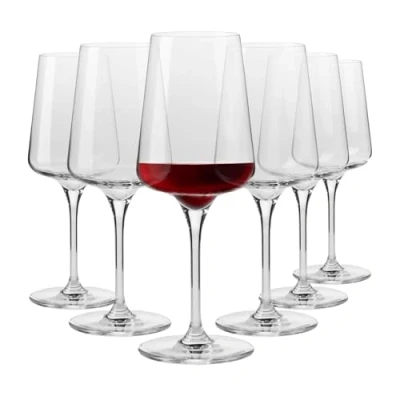 Afbeelding van Krosno Rode wijnglazen, elegant design, set van 6 glazen, 500 ml, traditioneel handwerk, perfect voor thuis, restaurant en feest, vaatwasmachinebestendig