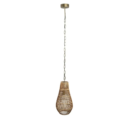 Afbeelding van PTMD Erandi Ronde Hanglamp H49 x Ø25 cm Riet Bruin