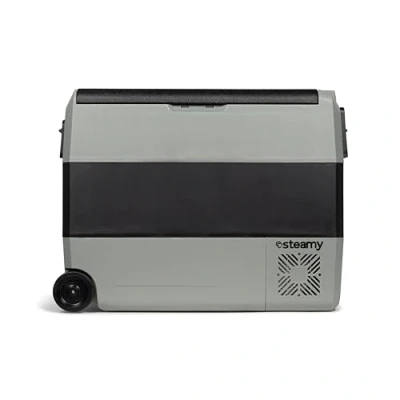 Afbeelding van Steamy E Dual Zone Roller Elektrische Compressor Koelbox Op Wielen 56 liter 12V en 230V voor auto camping Grijs