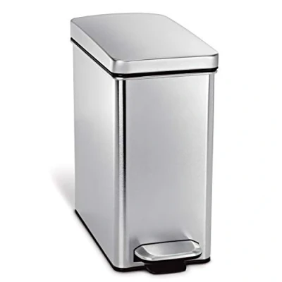 Image de Poubelle étroite à pédale Acier Inox brossé anti traces SimpleHuman CW1898CB inoxydable Rectangulaire 10 l