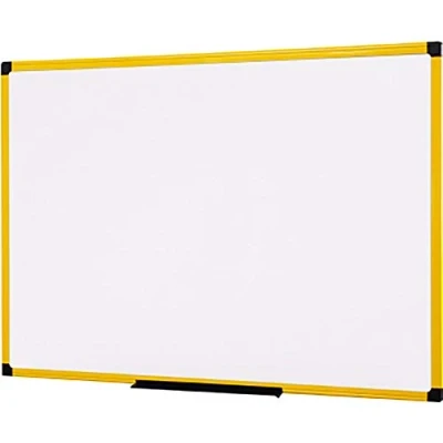 Afbeelding van Bi Office Hoogwaardig magnetisch whiteboard 60 x 45 cm met geel aluminium frame en penhouder